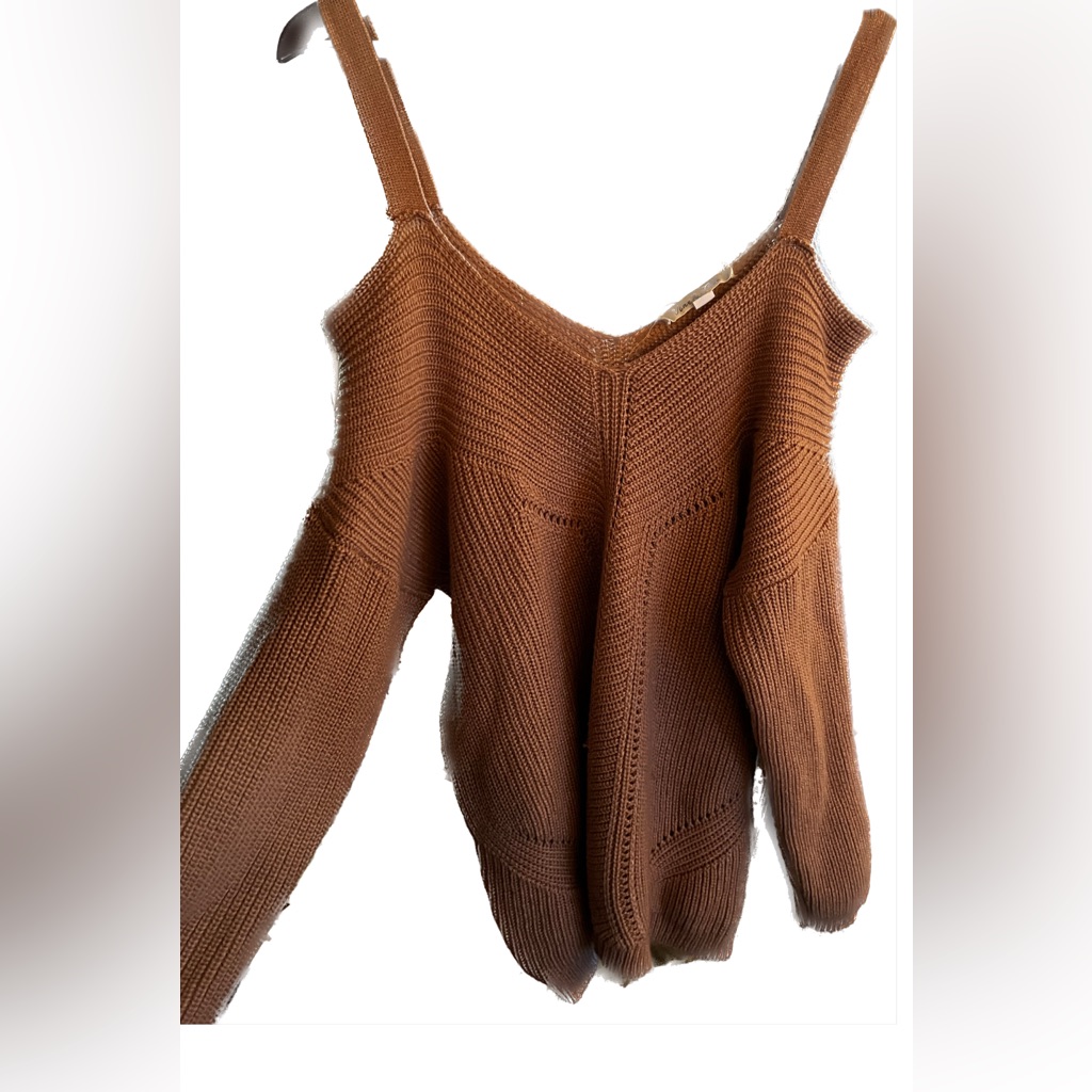 Brown Knit Off The Shoulder Sweater